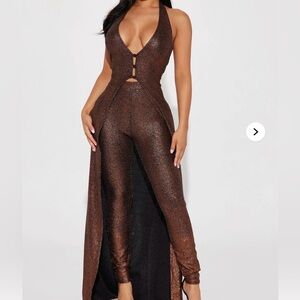 Elegant Brown Halter 2 in 1 Pant set